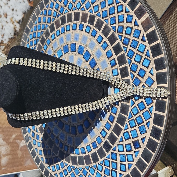 Rau Skikits Accessories - Vintage Rau Skikits Silvertone Rhinestone 3 Stranded Adjustable Belt